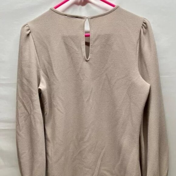 Express Ladies Waffle Knit Blouse Tan Medium Long Sleeve Office Wear Career Top - Picture 5 of 10
